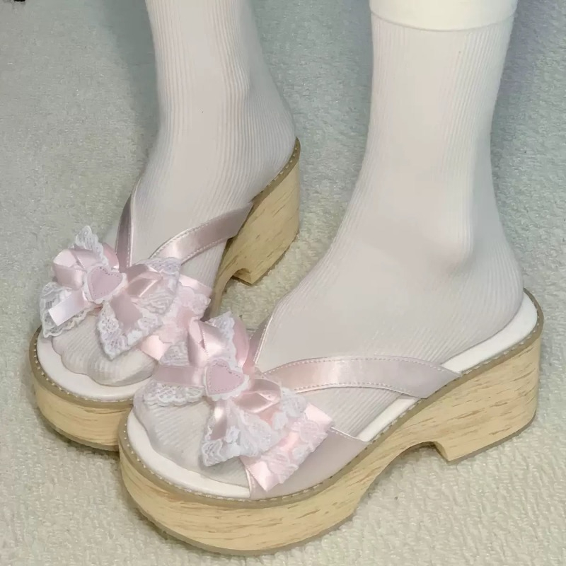 Geta Wooden Sandal - Sandal Platform Tebal Motif Kayu Sweet