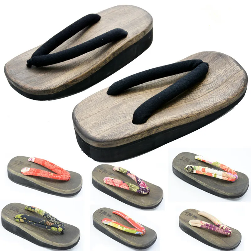 Geta Wooden Sandal - Sepatu Cosplay Wanita Hak Sedang Geta