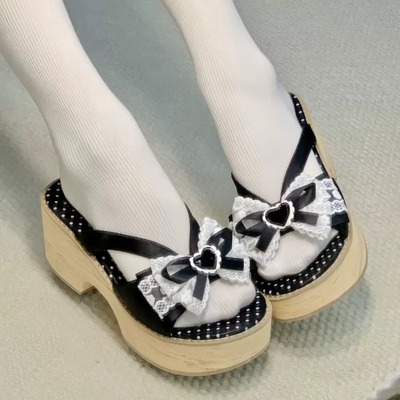 Sandal Platform Tebal Motif Ka - Geta Wooden Sandal ulasan dan harga